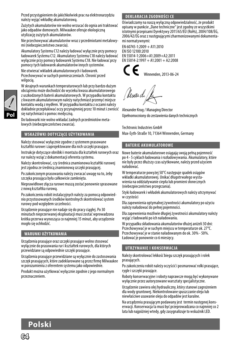 Polski | Milwaukee M18 HPT User Manual | Page 67 / 101