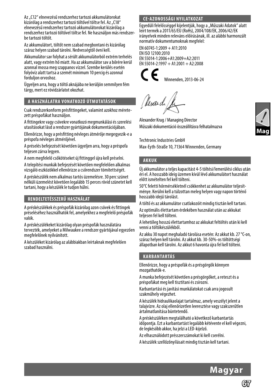 Magyar | Milwaukee M18 HPT User Manual | Page 70 / 101