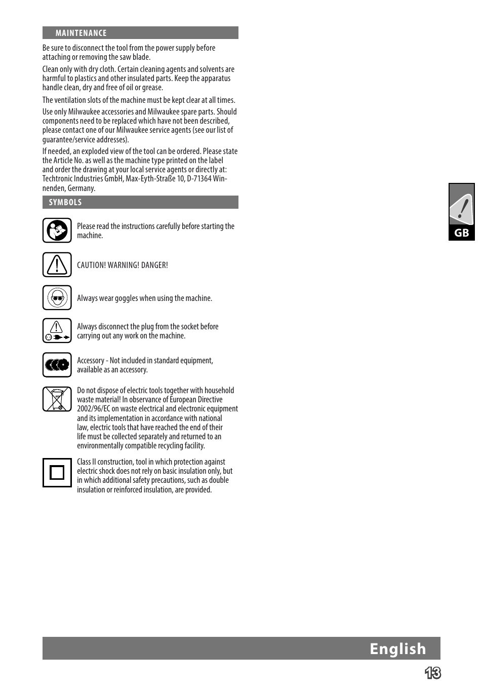 Deutsch, English | Milwaukee MCS 66 User Manual | Page 15 / 94