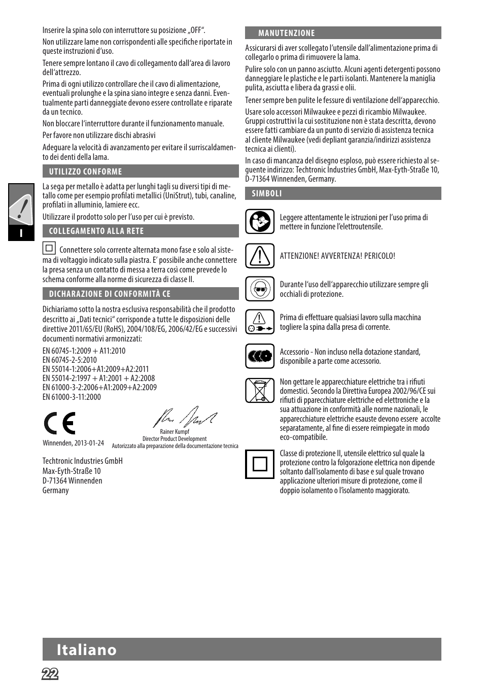 Deutsch, Italiano | Milwaukee MCS 66 User Manual | Page 24 / 94