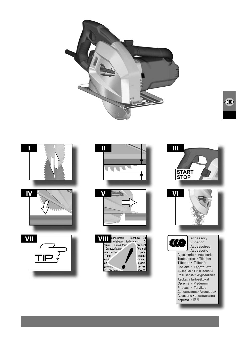 Iii viii iv v vii ii vi | Milwaukee MCS 66 User Manual | Page 3 / 94