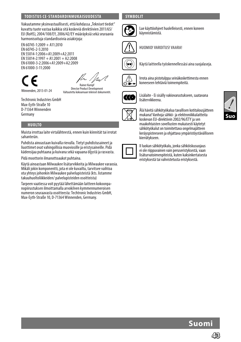 Deutsch, Suomi | Milwaukee MCS 66 User Manual | Page 45 / 94