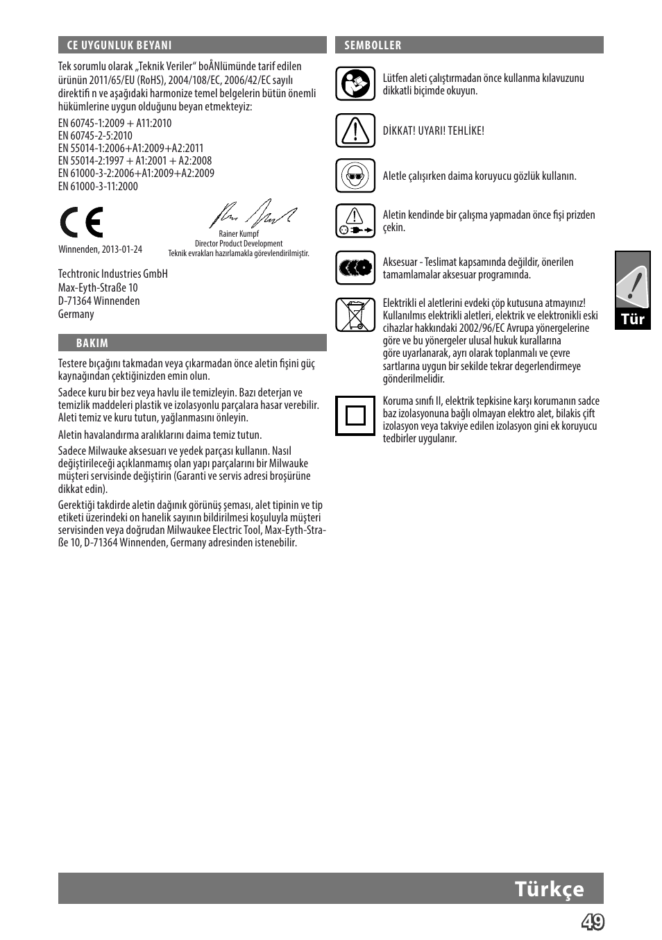 Deutsch, Türkçe | Milwaukee MCS 66 User Manual | Page 51 / 94