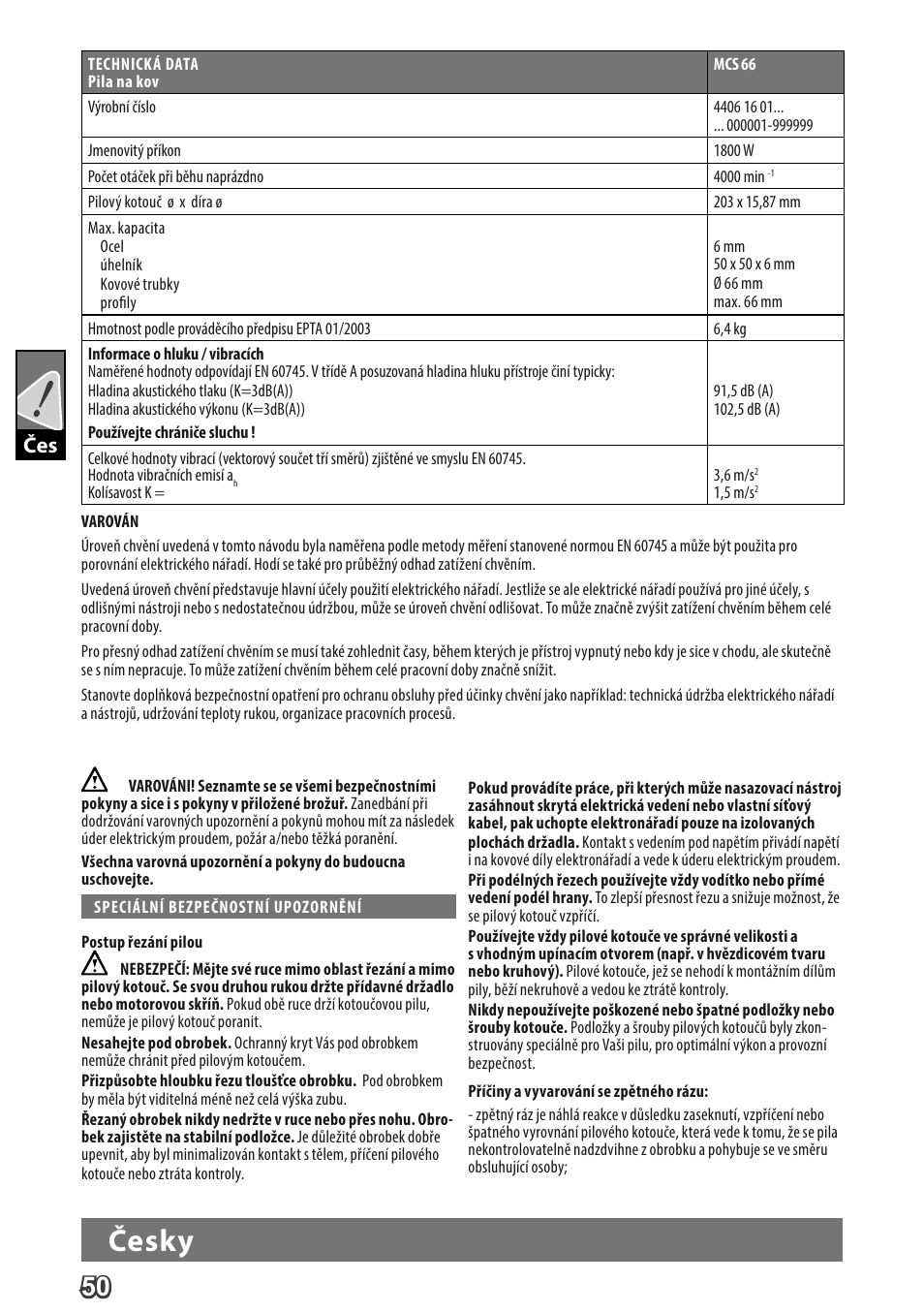 Deutsch, Česky | Milwaukee MCS 66 User Manual | Page 52 / 94