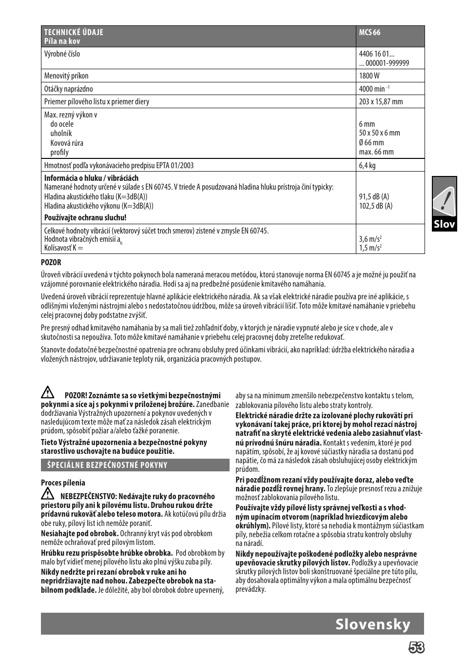 Deutsch, Slovensky, Slov | Milwaukee MCS 66 User Manual | Page 55 / 94