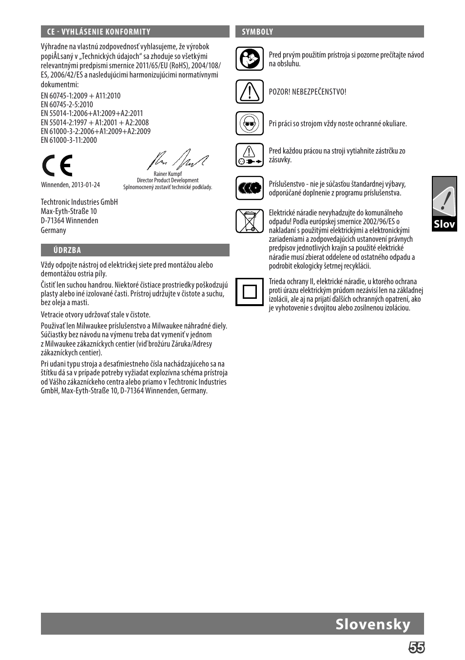 Deutsch, Slovensky, Slov | Milwaukee MCS 66 User Manual | Page 57 / 94