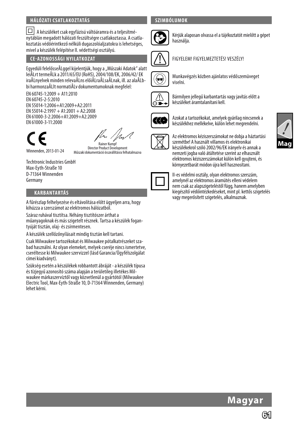 Deutsch, Magyar | Milwaukee MCS 66 User Manual | Page 63 / 94