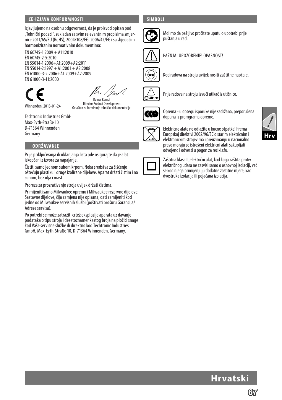 Deutsch, Hrvatski | Milwaukee MCS 66 User Manual | Page 69 / 94