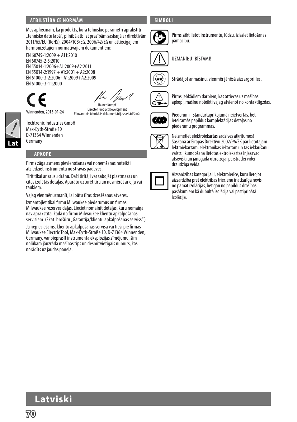 Deutsch, Latviski | Milwaukee MCS 66 User Manual | Page 72 / 94