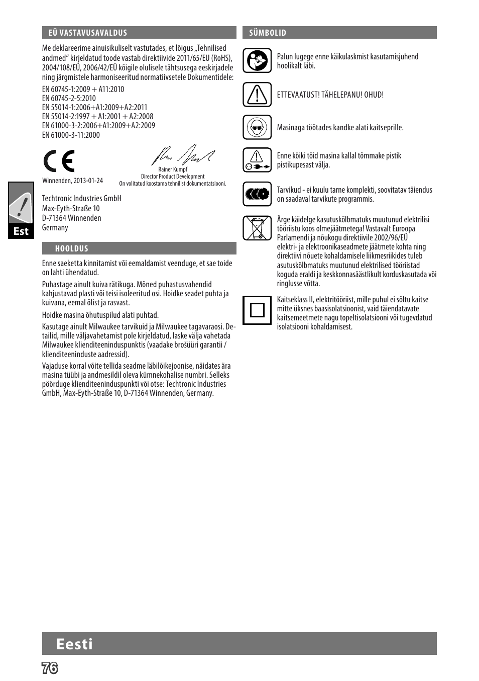 Deutsch, Eesti | Milwaukee MCS 66 User Manual | Page 78 / 94