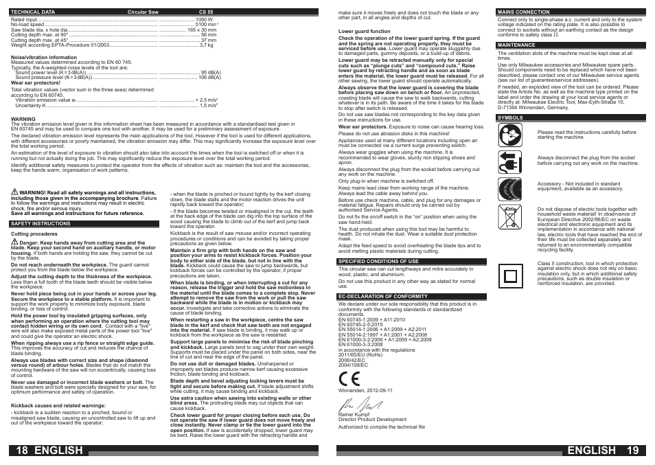 English | Milwaukee CS 55 User Manual | Page 10 / 37