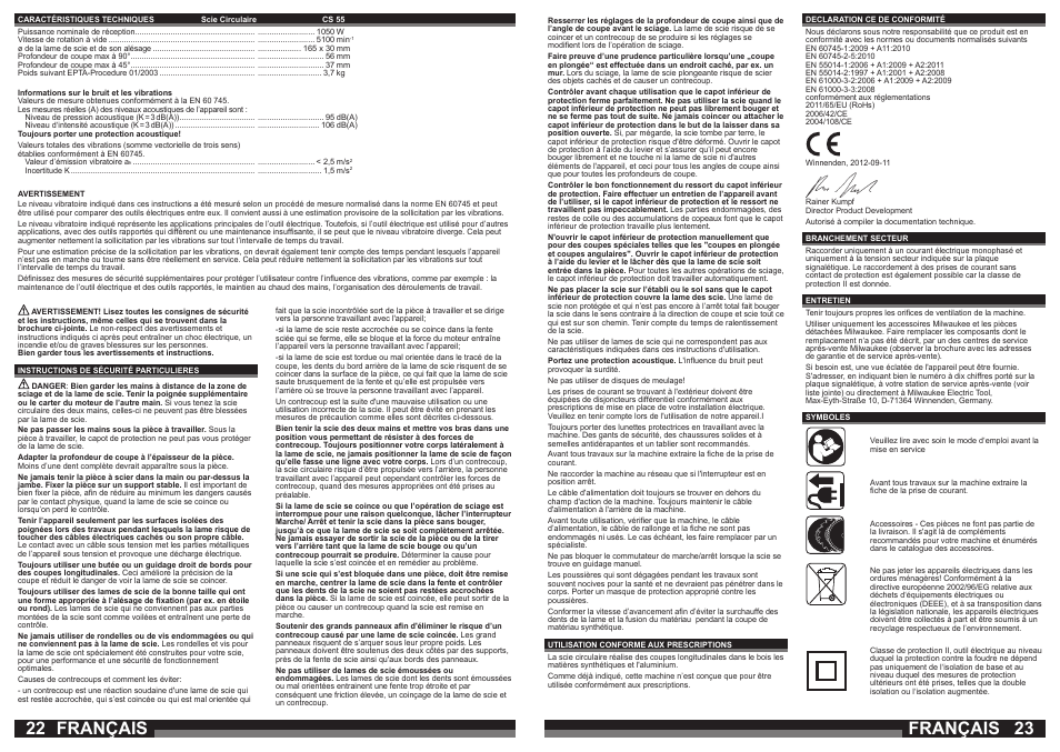 Français | Milwaukee CS 55 User Manual | Page 12 / 37