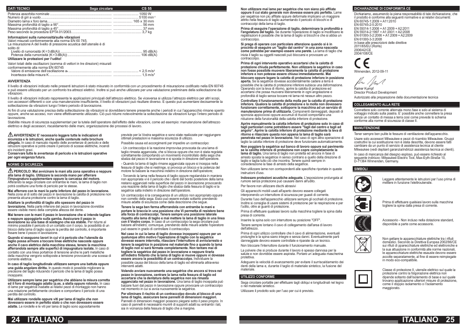 Italiano | Milwaukee CS 55 User Manual | Page 13 / 37