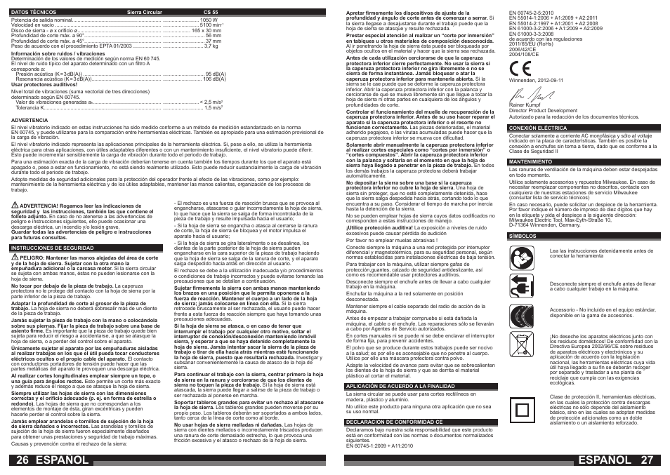 Español | Milwaukee CS 55 User Manual | Page 14 / 37