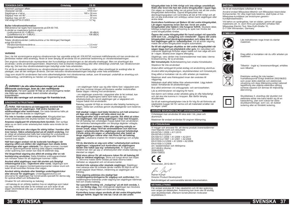 Svenska | Milwaukee CS 55 User Manual | Page 19 / 37