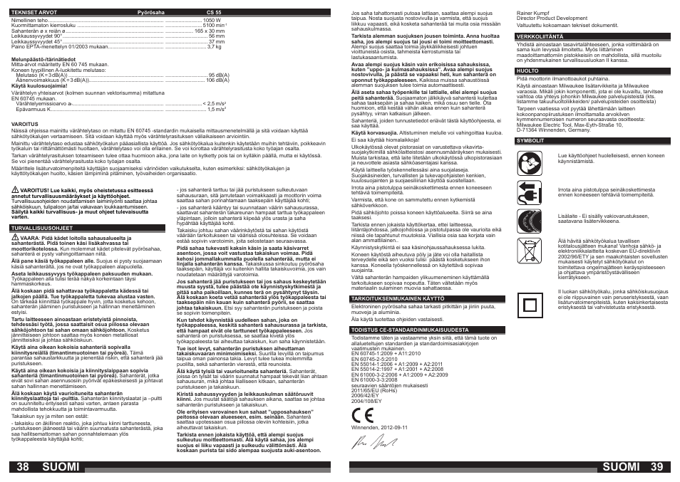 Suomi | Milwaukee CS 55 User Manual | Page 20 / 37