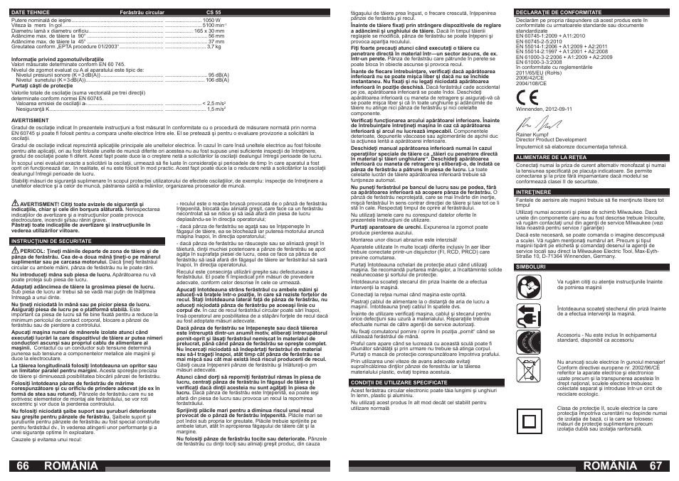 România | Milwaukee CS 55 User Manual | Page 34 / 37