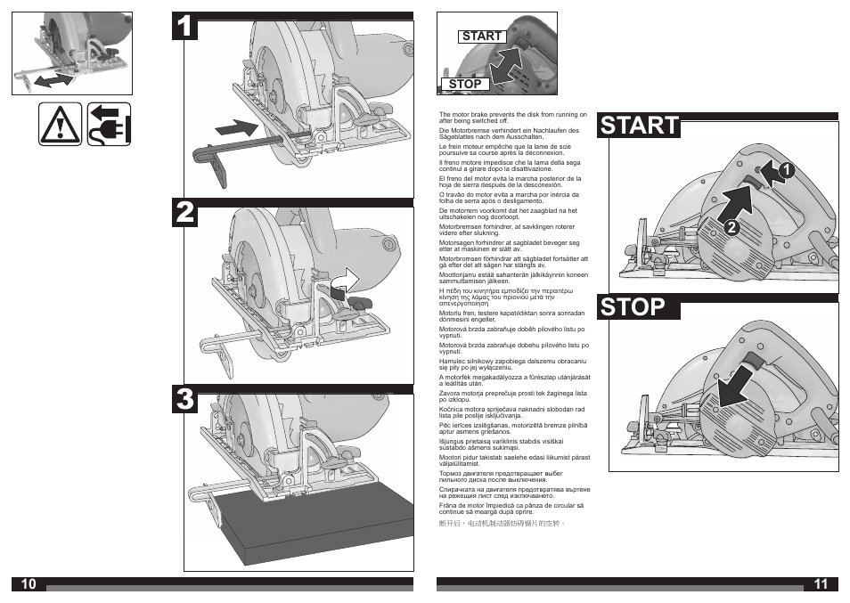 Start stop | Milwaukee CS 55 User Manual | Page 6 / 37