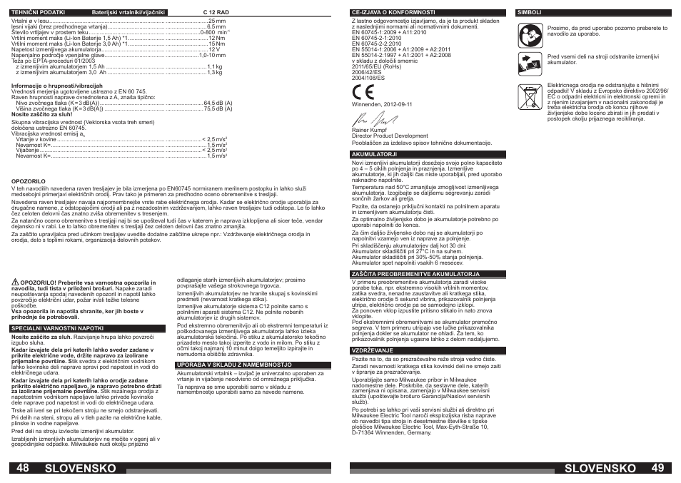 Slovensko | Milwaukee C12 RAD User Manual | Page 25 / 35