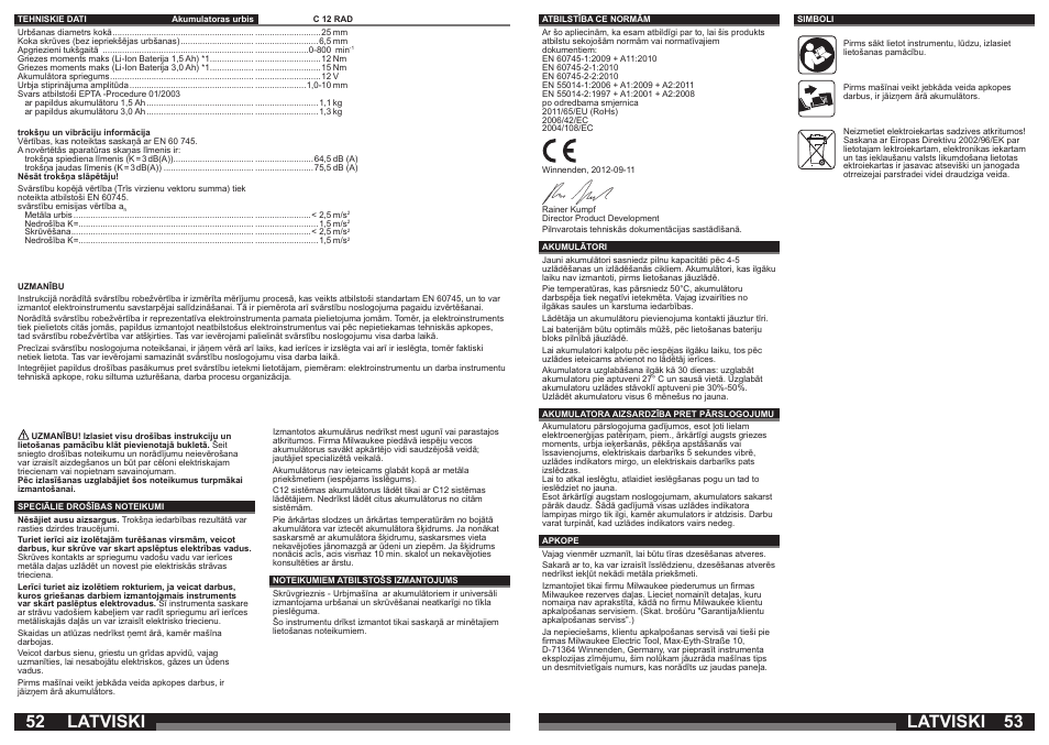 Latviski | Milwaukee C12 RAD User Manual | Page 27 / 35