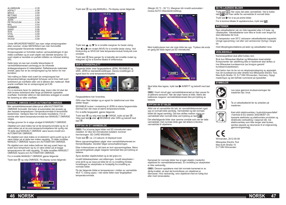 46 47 norsk norsk | Milwaukee M12 TI User Manual | Page 24 / 61