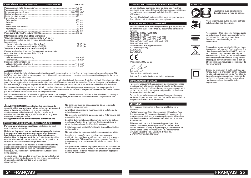 Français | Milwaukee FSPE 110X User Manual | Page 13 / 39
