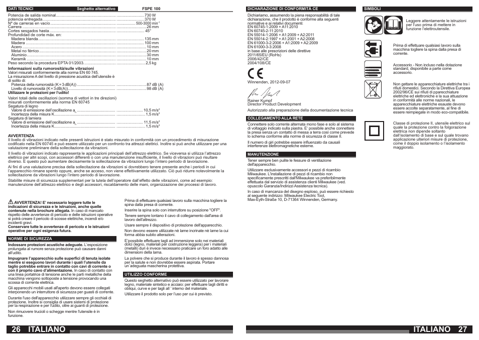 Italiano | Milwaukee FSPE 110X User Manual | Page 14 / 39