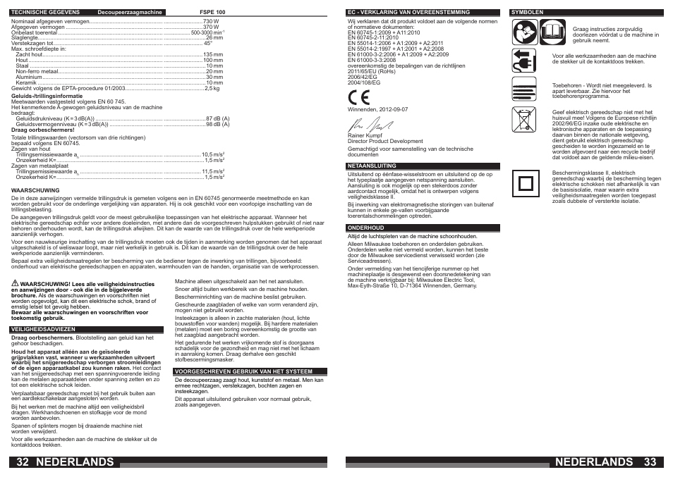 Nederlands | Milwaukee FSPE 110X User Manual | Page 17 / 39