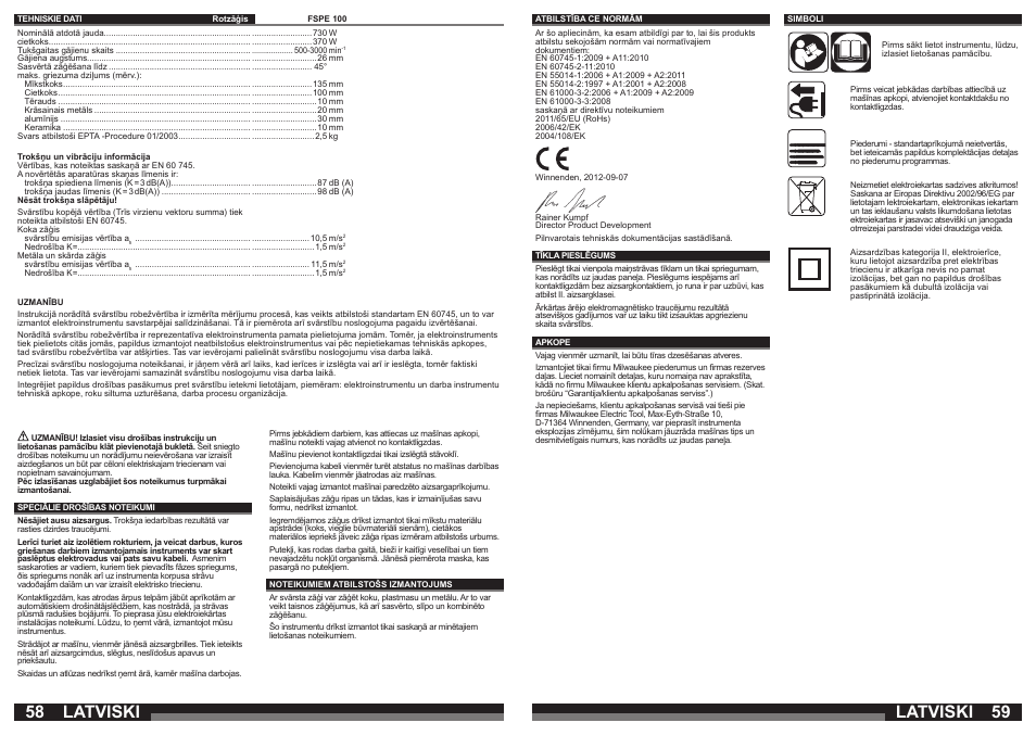 Latviski | Milwaukee FSPE 110X User Manual | Page 30 / 39