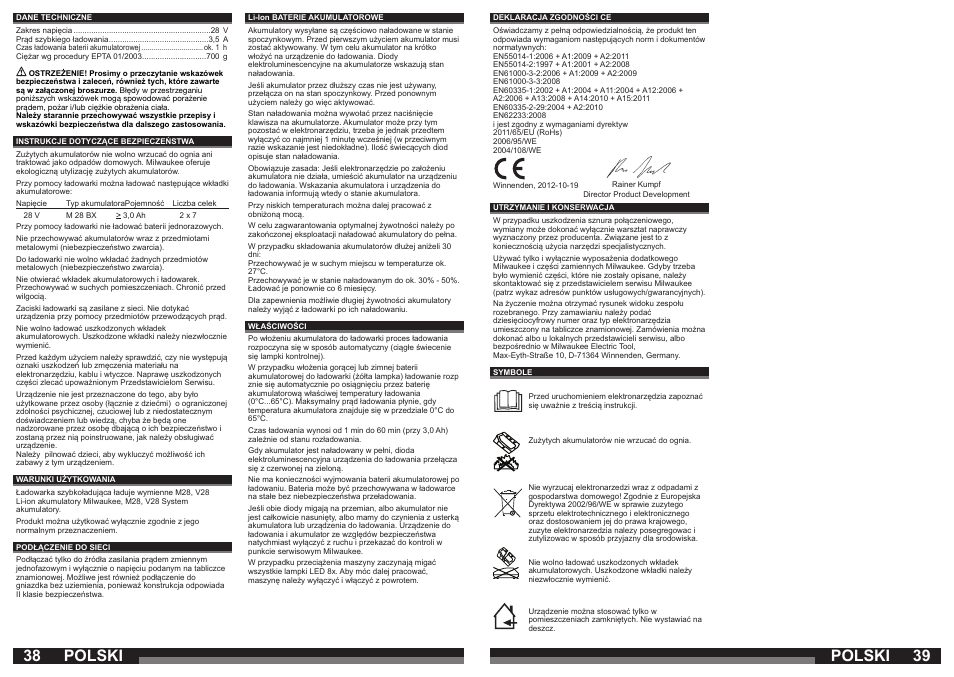 38 39 polski polski | Milwaukee M28 C User Manual | Page 20 / 33