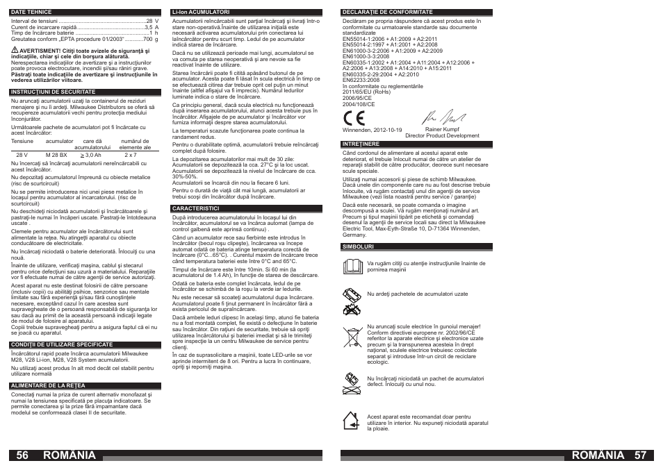România | Milwaukee M28 C User Manual | Page 29 / 33