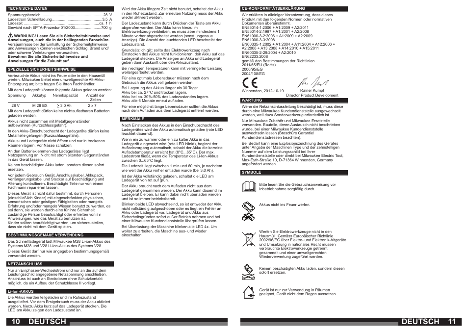 Deutsch | Milwaukee M28 C User Manual | Page 6 / 33