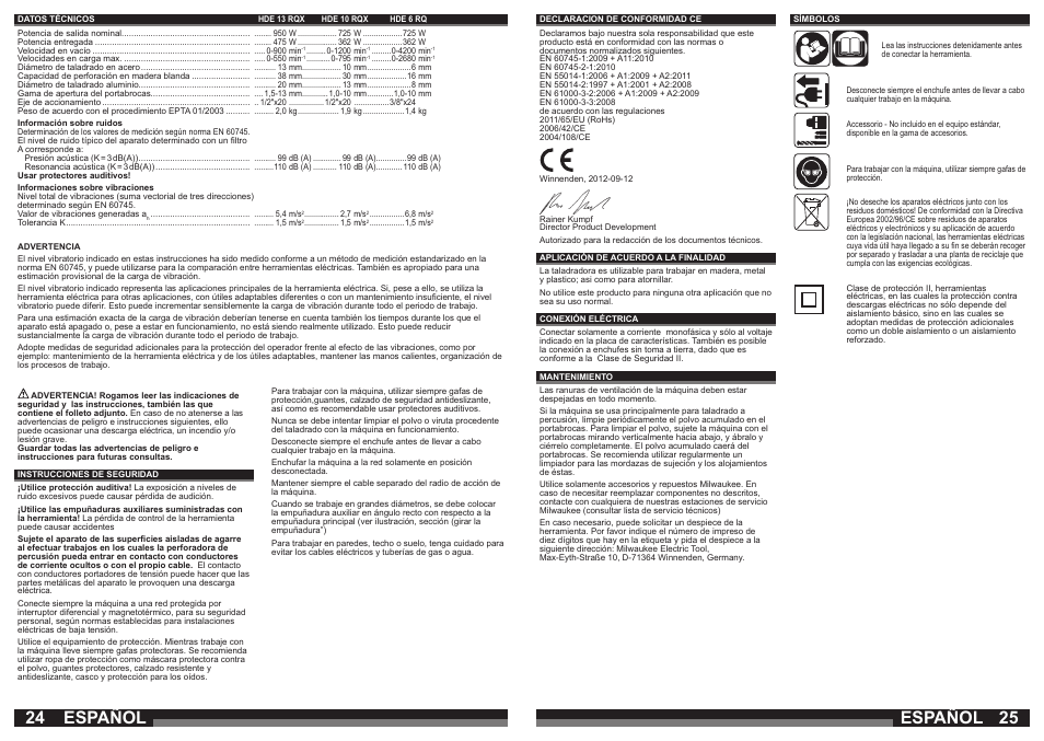 Español | Milwaukee HDE 10 RQX User Manual | Page 13 / 37