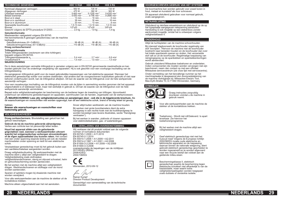 Nederlands | Milwaukee HDE 10 RQX User Manual | Page 15 / 37