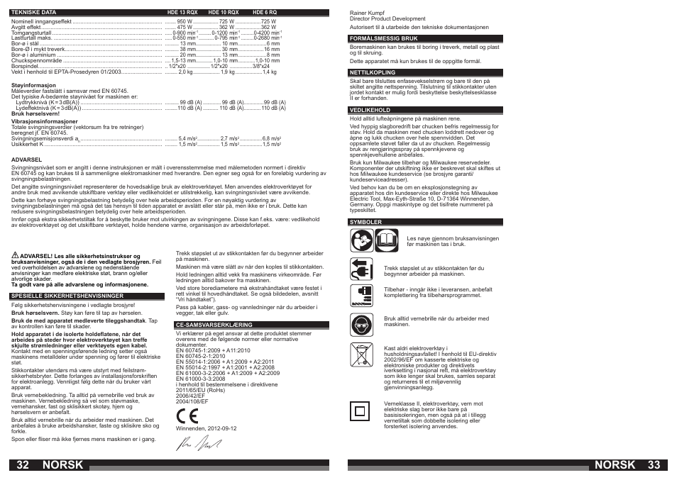 Norsk | Milwaukee HDE 10 RQX User Manual | Page 17 / 37