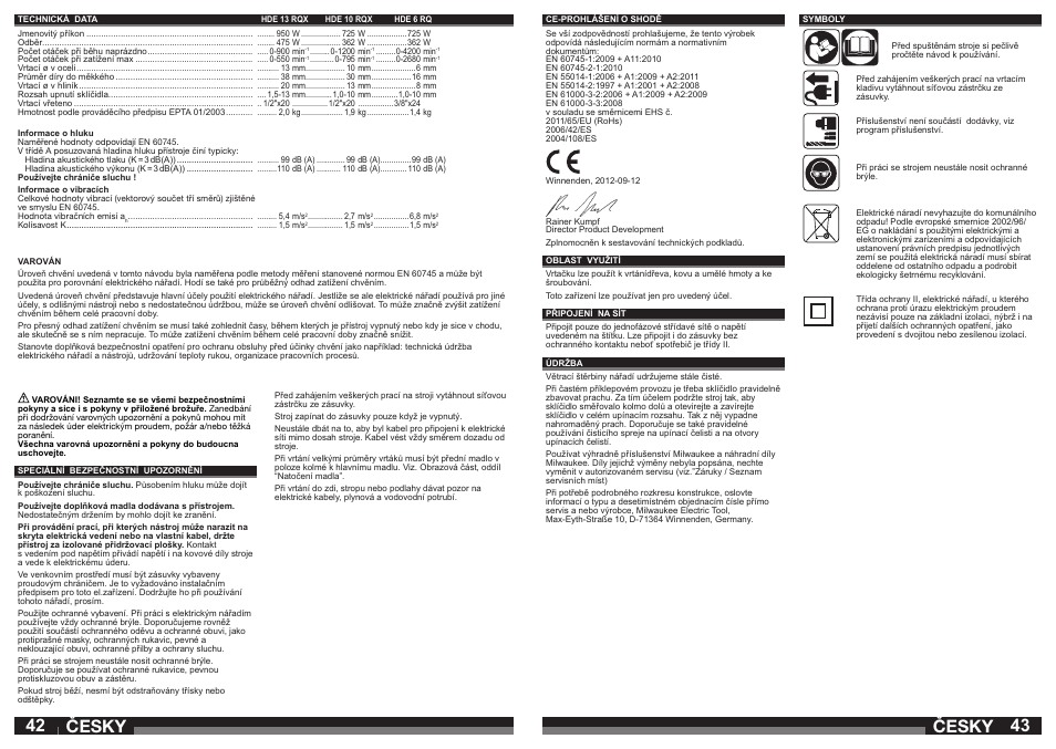 Česky | Milwaukee HDE 10 RQX User Manual | Page 22 / 37