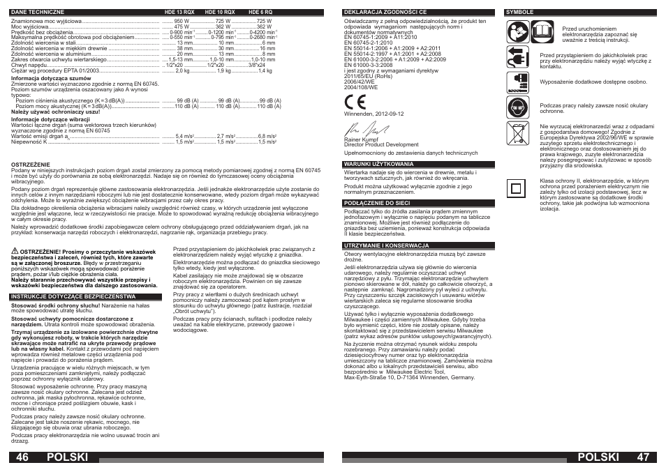 Polski | Milwaukee HDE 10 RQX User Manual | Page 24 / 37