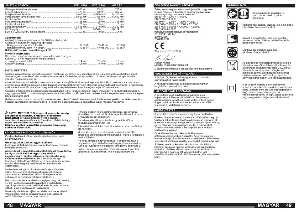 Magyar | Milwaukee HDE 10 RQX User Manual | Page 25 / 37