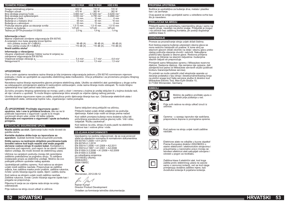 Hrvatski | Milwaukee HDE 10 RQX User Manual | Page 27 / 37