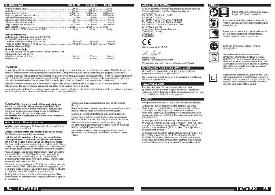 Latviski | Milwaukee HDE 10 RQX User Manual | Page 28 / 37