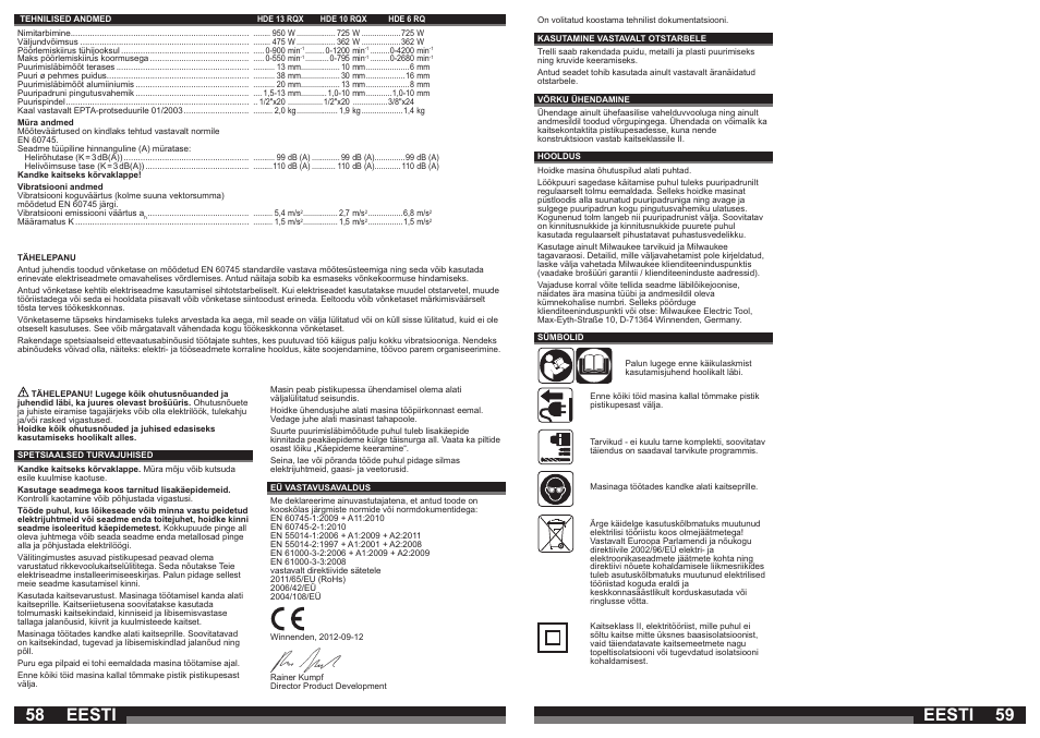 Eesti | Milwaukee HDE 10 RQX User Manual | Page 30 / 37