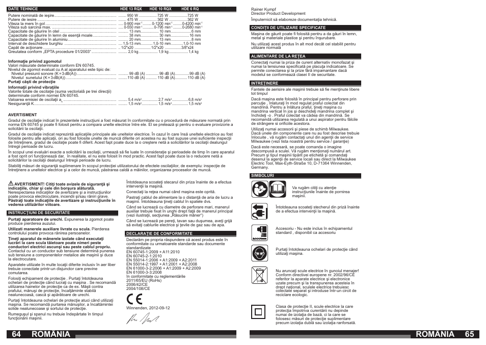 România | Milwaukee HDE 10 RQX User Manual | Page 33 / 37