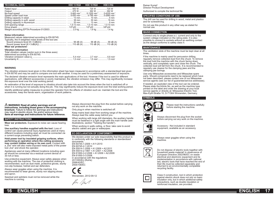 English | Milwaukee HDE 10 RQX User Manual | Page 9 / 37