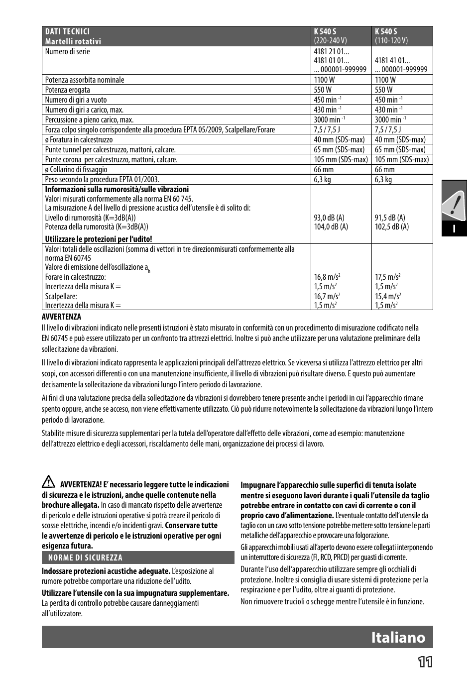 Italiano | Milwaukee K 540 S User Manual | Page 14 / 62