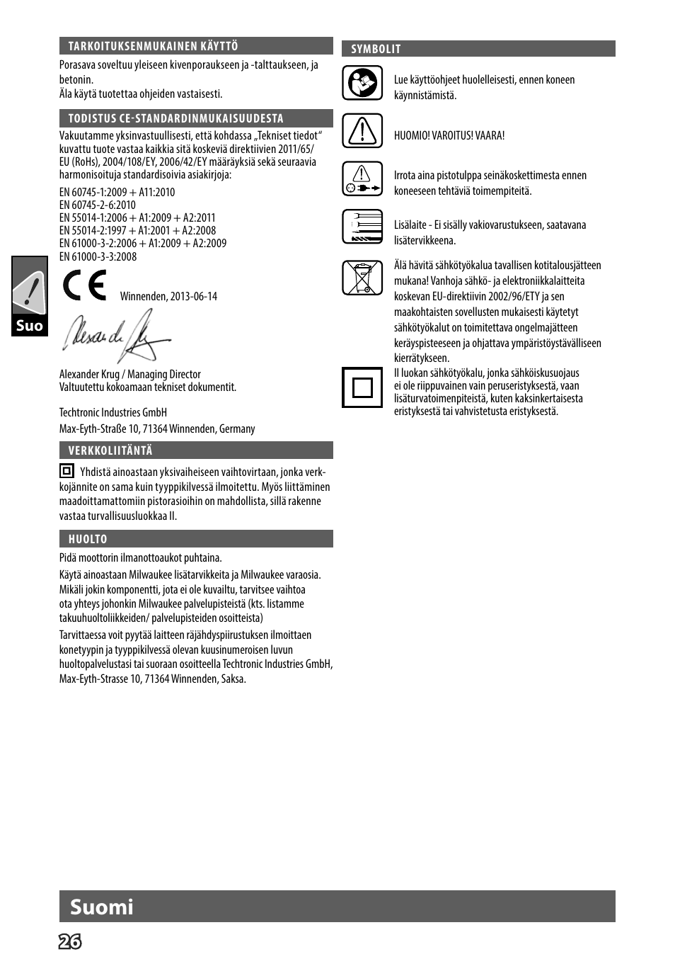 Suomi | Milwaukee K 540 S User Manual | Page 29 / 62