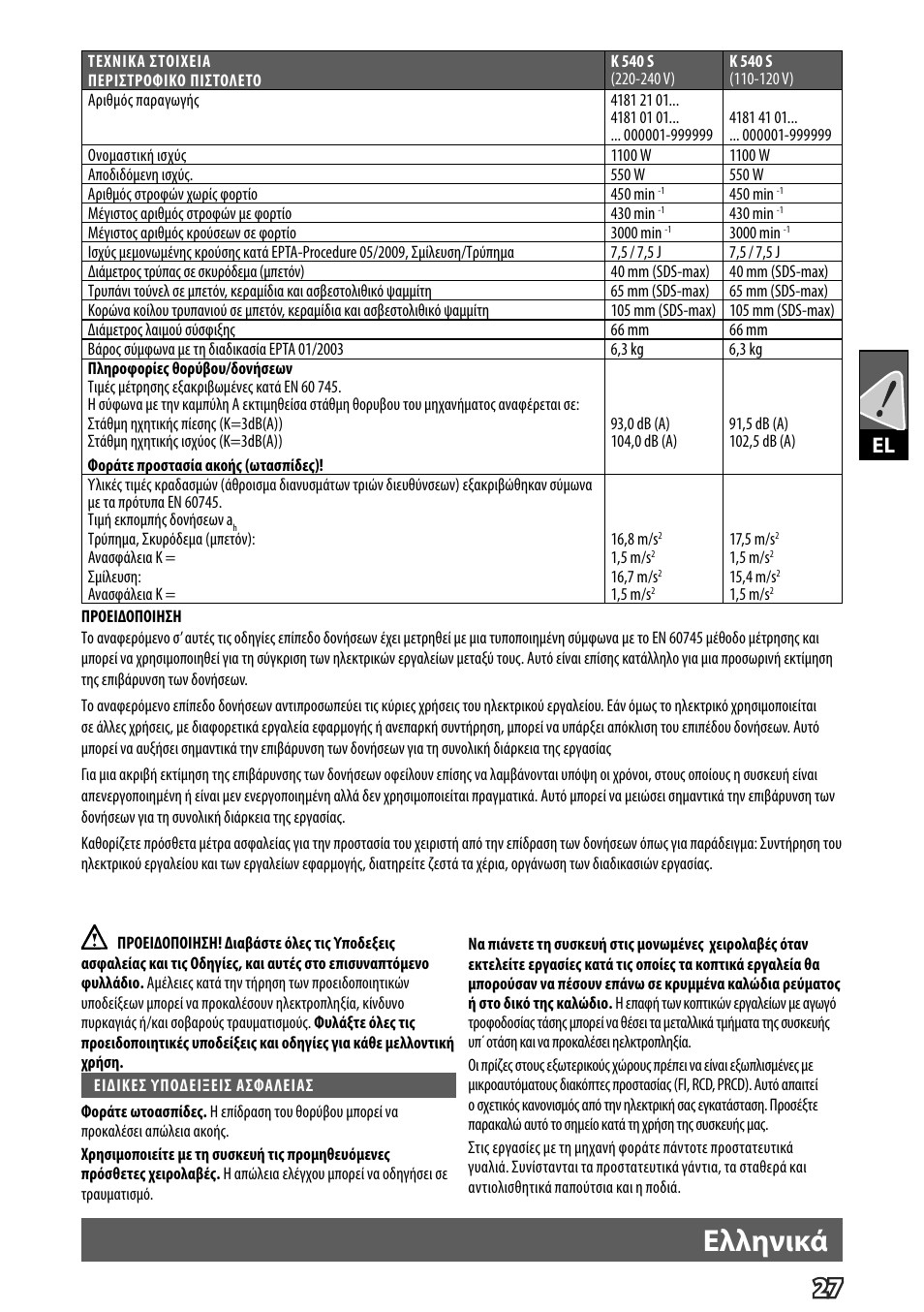 Ελληνικά | Milwaukee K 540 S User Manual | Page 30 / 62