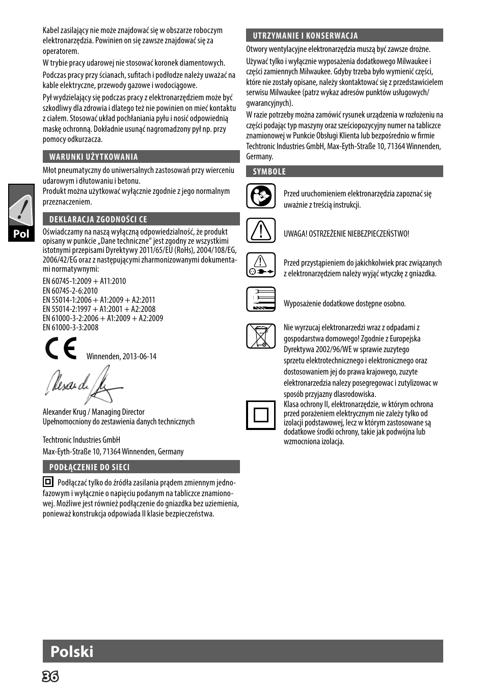 Polski | Milwaukee K 540 S User Manual | Page 39 / 62