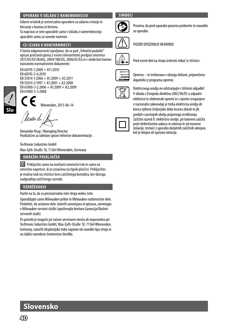 Slovensko | Milwaukee K 540 S User Manual | Page 43 / 62