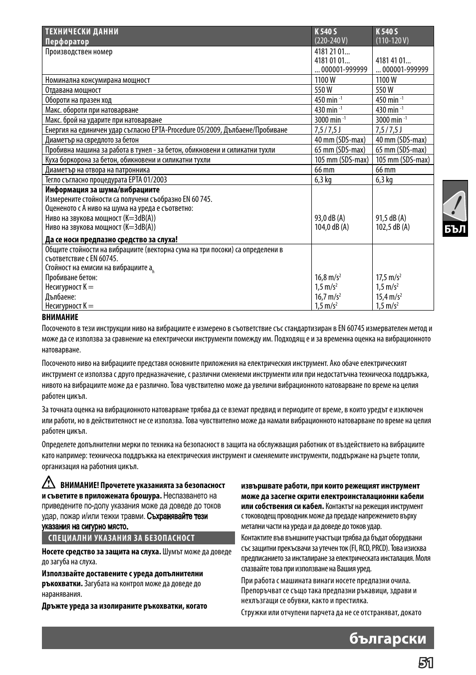 Български | Milwaukee K 540 S User Manual | Page 54 / 62