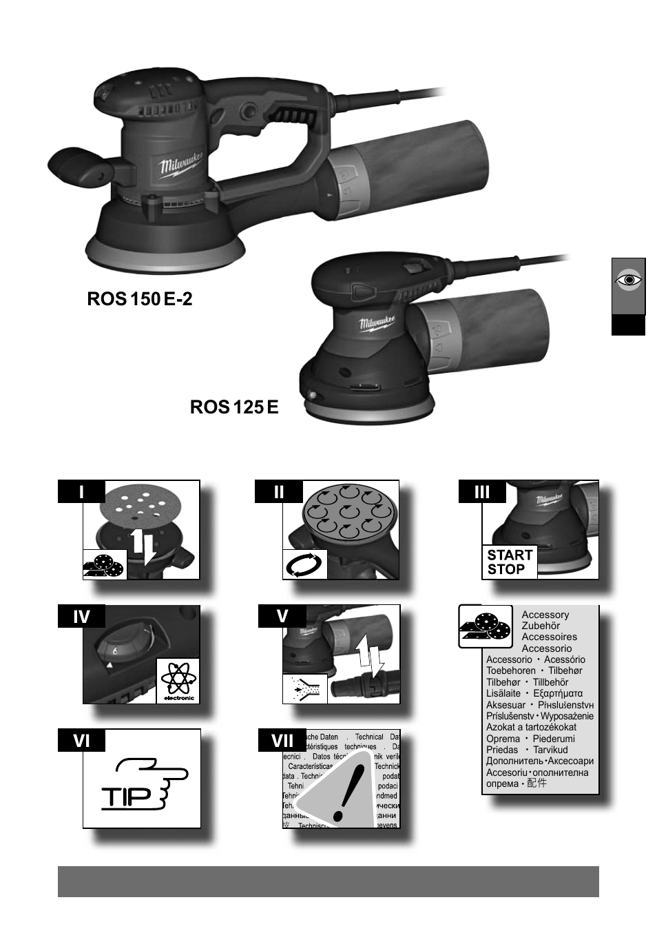 Milwaukee ROS 125 E User Manual | Page 3 / 65
